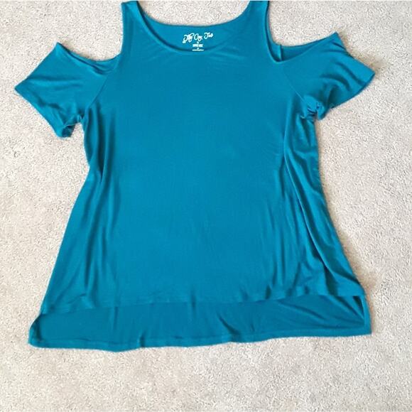 HIPPIE ROSE Stretch Knit Tunic Top Exposed Shoulders NEW Size M Bright Festival - Picture 6 of 6